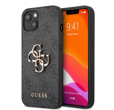 CG MOBILE Guess PU Leather 4G Big Metal Logo Compatible for iPhone 13 (6.1") Anti-Scratch, Easy Access to All Ports, Shock Absorption & Drop Protection