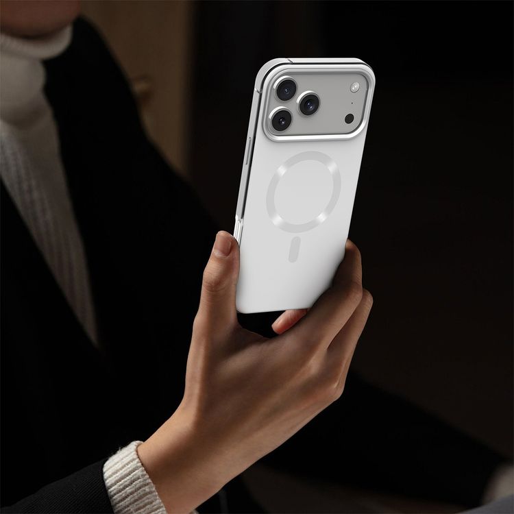 Levelo Opulis MagSafe Frosted Case for iPhone 17 Pro Max, Liquid Silicone Comfort, Anti-Scratch, Aluminum Alloy Frame for Camera & Edges, Anti-Fingerprint, Strong Magnets, Multi-Layer Design, Shock-Resistant Bumper, Non-Slip Surface - Silverstone