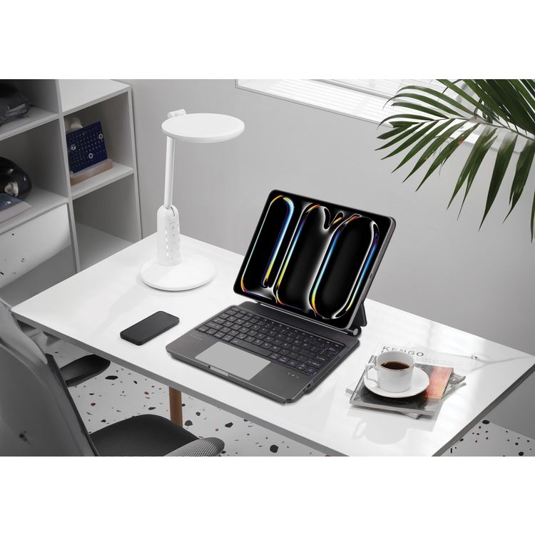 Levelo AeroBoard Pro Saffiano Leather Wireless Keyboard for iPad Pro 13" 2024, Stainless  Steel + Rubber Finish, 500mAh Battery Capacity, Type-C Charging Interface, Up to 320 Hours Working Time, 7 Color Light Modes - Black