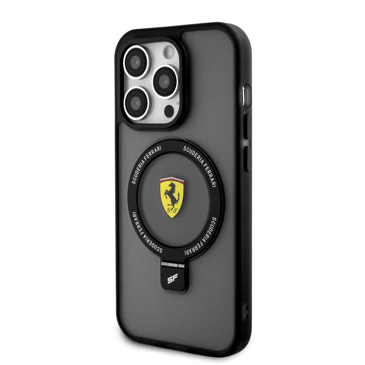Ferrari iPhone 15 Pro Max For Magsafe Ring Stand Case - Black