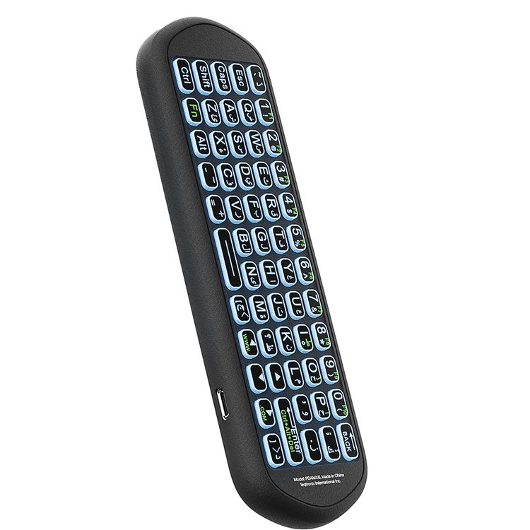 Porodo Miko Mini Keyboard with 34 Hours Working Time, 6-Axis Gyro Sensor, Google Voice Search, Air Mouse Control, Smart Infrared Learning, Adjustable Cursor Speed, Voice Command Control, Adjustable Lightning Modes, Bluetooth Version 5.2- Black