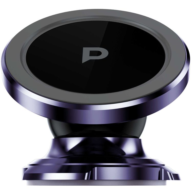 Powerology Heavy Duty Magnetic Car Mount 360° Rotatable with 3M Metal Plates, Compatible with 4.7 to 6.9-inch Devices - Purple