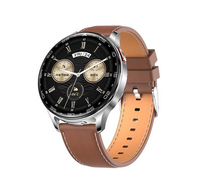 Porodo Pulse Smart Watch with Wireless Earbuds, Leather & Silicone Straps, Android 5.0 and iOS 10.0 and Above - Silver