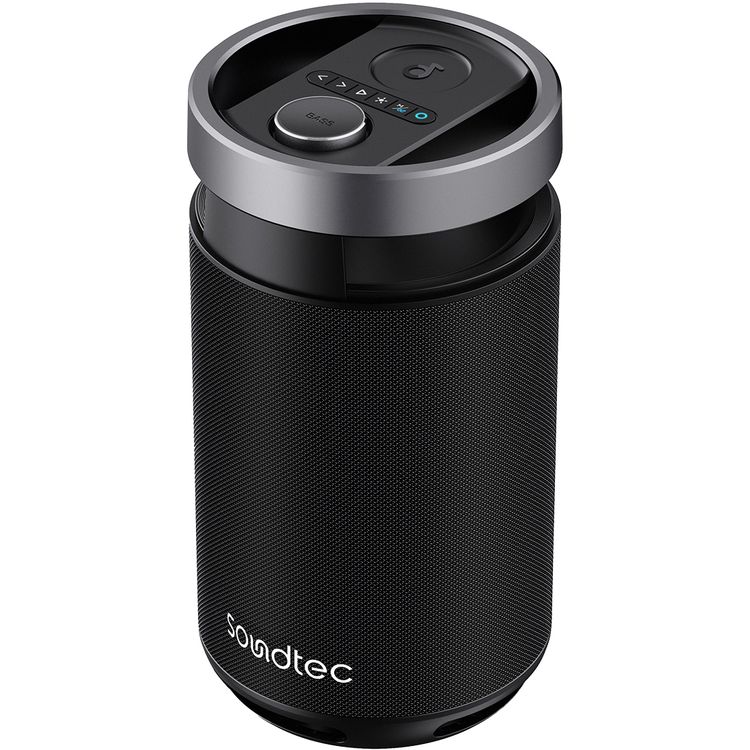 Porodo Tiesto Portable Karaoke Party Speaker with Bluetooth Version 5.3, 7000mAh Battery Capacity, 360° Surround Sound, IPX5 Water Resistance Level, 10m Transmission Range, Microphone Port, Power Bank Function, 10 Hours Charging Time, 10 Hours Play Time, RGB Lights, Grip Handle - Black