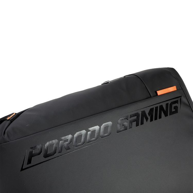 Porodo Gaming PU Laptop Backpack with USB-C Port, Up to 15" Laptop Compatibility, PD 20W, Water-Resistant, Multiple Pockets - Black