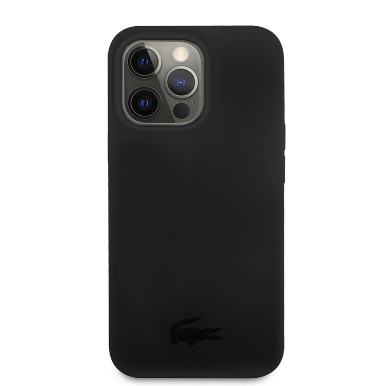 Lacoste Hard Case Liquid Silicone / Microfiber Glossy Printing Logo Compatible with iPhone 14 Pro - Black