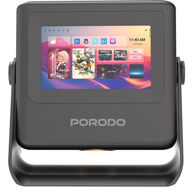 بروجكتور بورودو أوبتيفيس سمارت HD مع جهاز لوحي ذكي، تركيز تلقائي ذكي، تصحيح الانحراف التلقائي، وتجنب العقبات التلقائي.