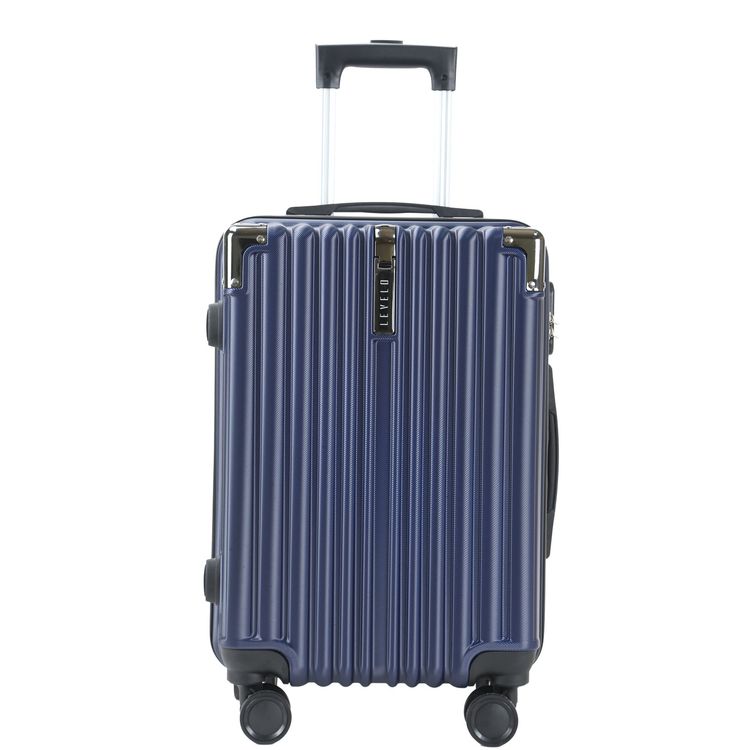 Levelo 3-Set ABS Luggage with Built-in Weighing Scale, Combination Lock, Iron Trolley, Double Wheels, Impact-Resistant Corners & Shock-Resistant, PP & Soft Rubber Handle - Dark Blue