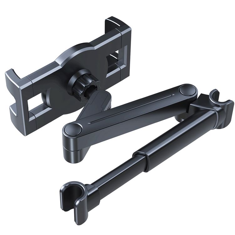 Green Lion Headrest Mount for Tablets & Phones with 360° Rotation, Compatible with 4.7"–12.9" Devices, 3-Axis Adjustment, Foldable Design, Secure & Stable, Quick Installation, Universal Pole Fit, Anti-Slip Grip, Charging Access, Multi-Angle Viewing, 1kg Load Capacity - Black