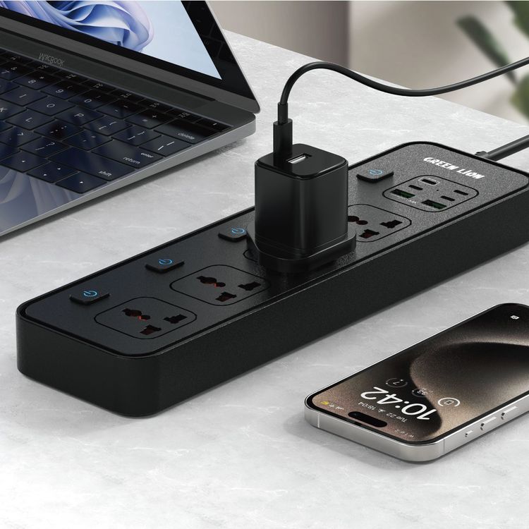 Green Lion PD 30W Power Socket With USB-A Port - Black