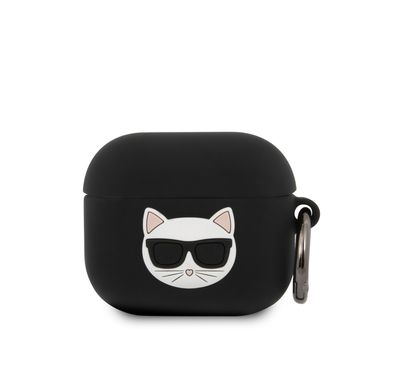 CG Mobile Karl Lagerfeld Silicone Choupette Case with Ring Compatible for Apple AirPods 3, Scratch & Drop Resistant, Dustproof & Absorbing Protective Silicone Cover