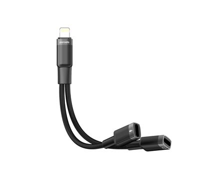 Porodo Lightning Connector Audio And Charge Adapter - Black - 12 cm
