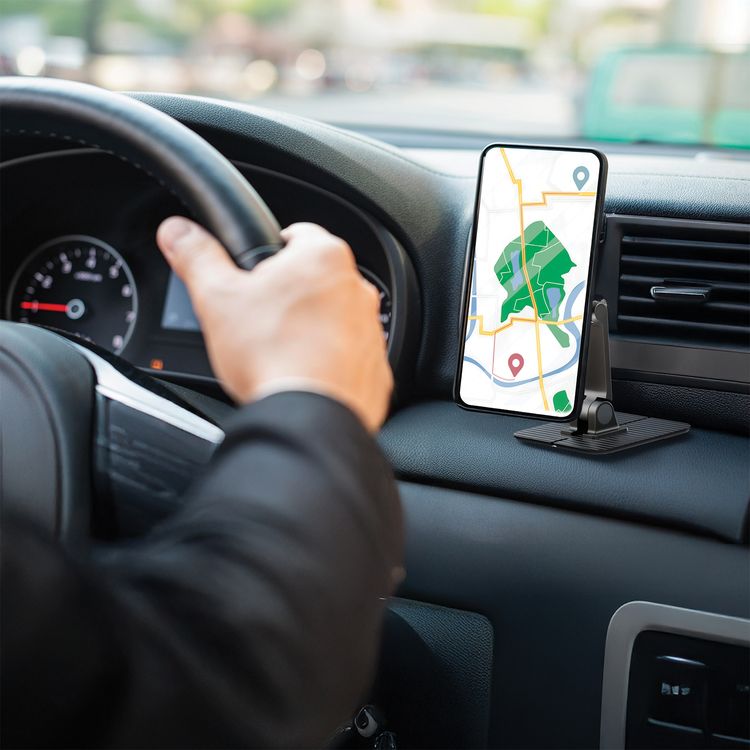 Green Lion AERO MAG Car Phone Holder with Powerful Magnetic Grip, 17× N52 Magnets, Flexible Viewing Angle, High-Strength Adhesive, Universal Dashboard Fit, Heat-Resistant Adhesive, Dual-Axis Rotation - Black 