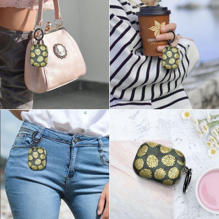 AhaStyle Premium TPU IMD Patterns Case with Anti-Lost Ring Compatible for AirPods Pro, Scratch Resistant, Shock Absorption, Drop Protection, & Dustproof Protective Hard Shell