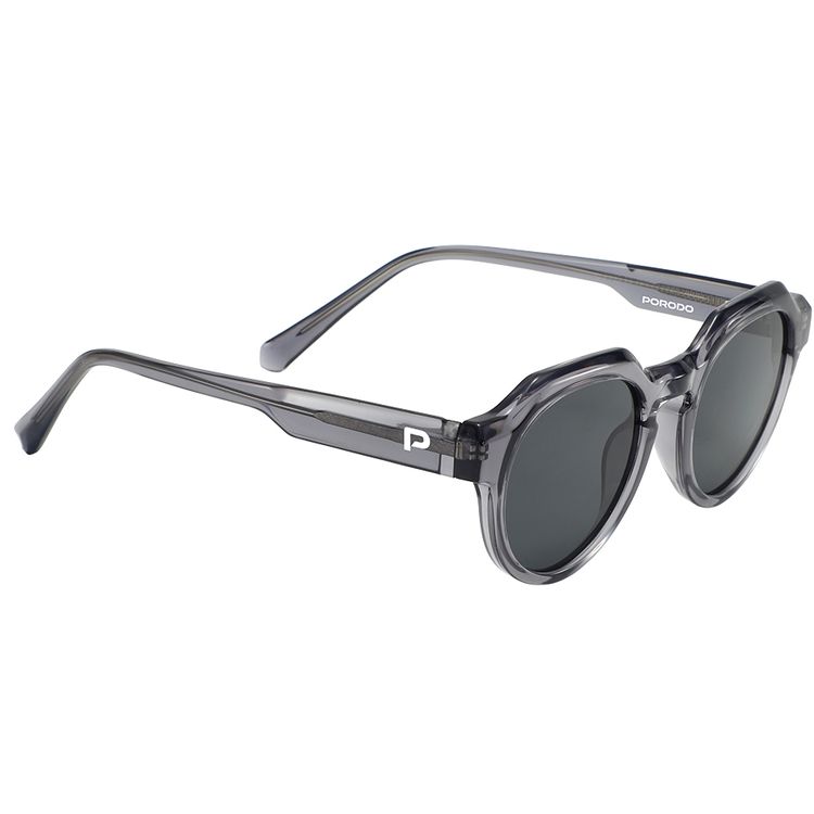 Porodo Lifestyle Montago Polarized Lens Sunglasses with Flexible Stainless Steel Temples, Scratch-Resistant Lenses, Bold Geometric Design, UV400 Protection, Glare-Free Vision, All-Day Comfort Fit, Unisex Design - Silver