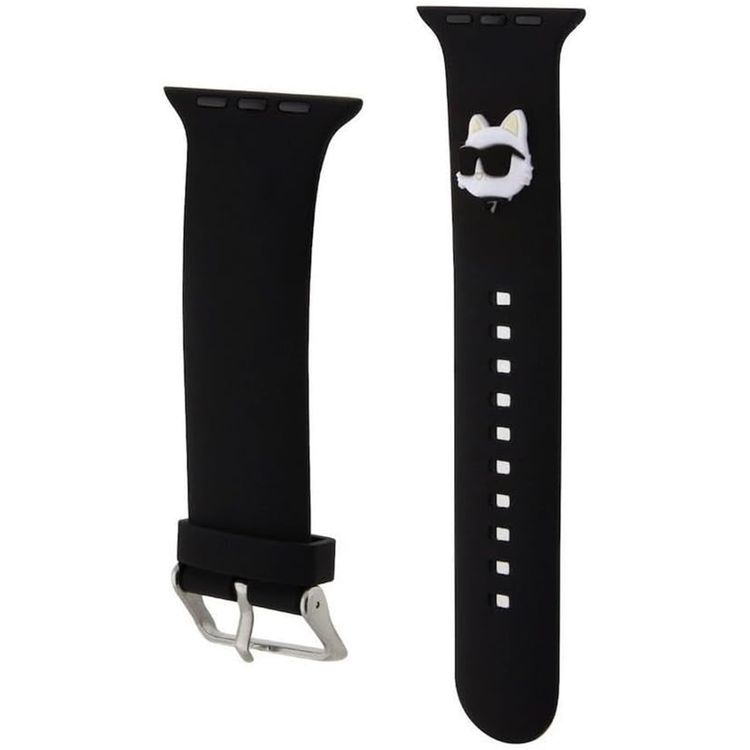 شريط سيليكون من كارل لاغرفيلد مع شعار رأس شوبت. متوافق بمقاس 42/44 ملم - لون أسود