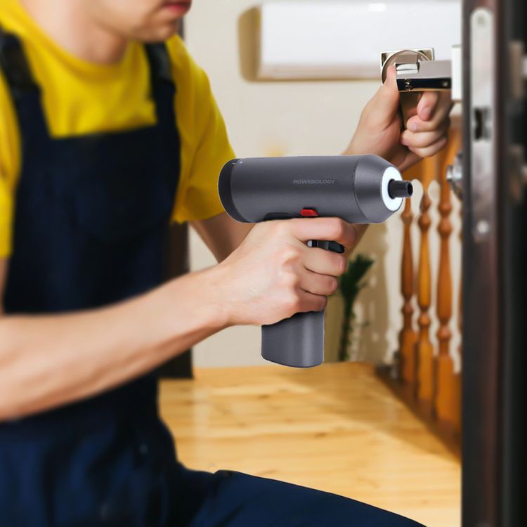 Powerology 30 Bits Electric Screwdriver Gun, 2200mAh, 6 Speed Levels, 220RPM, Charging Port, 2 Hours Working Time, 4 Grid Power Indicator - Space Gray 