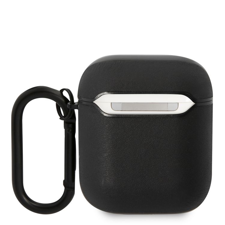 CG Mobile Genuine Leather Case for AirPods 1 & 2 with Encrusted Metal BMW Logo & PC Colored Lining, Accurate Cutouts, Easy to Install, Long-Lasting Usability, Protects from Scratches & Drops - Black