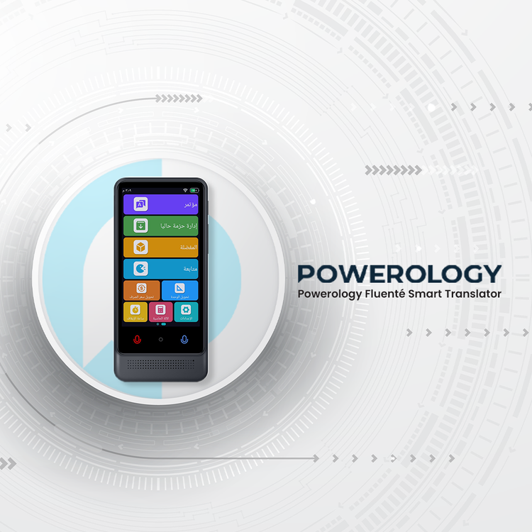 Powerology Fluenté Smart Translator with Real-Time Photo & Voice Translation, Up to 8 Hours Working Time, 2200mAh Battery Capacity, 1GB RAM, 16GB ROM, Type-C Charging Interface, 21 Languages Offline Translation, AI Assistant - Black