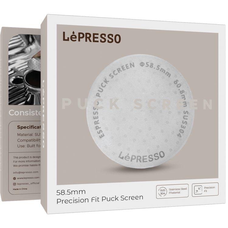 LePresso Precision Fit Puck Screen for 58mm Portafilter, SUS304 Stainless Steel Material, Built for Heavy Daily Use - Silver