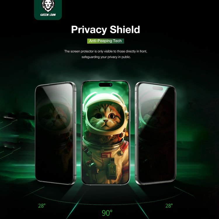 Green Lion Picasso 3D Privacy Screen Protector for iPhone 16, Drop Protection, Anti-Scratch, Shockproof Tested, Easy One-Touch Installation - Black