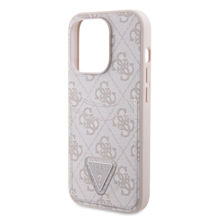 Guess PU Leather Case with Double Card Slot 4G Double Triangle Logo - Pink - iPhone 15 Pro Max