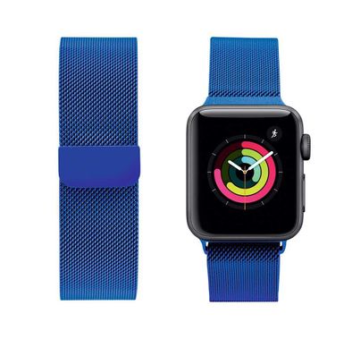 iGuard by Porodo Metal Mesh Band for Smart Watch, Fit & Comfortable Replacement Wrist Band, Adjustable Straps Compatible for Apple Watch 40mm / 38mm - Blue
