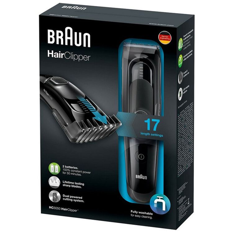 Braun Rechargeable Fully Washable Hair Clipper-HC5050  - Black