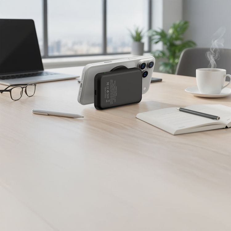 Green Lion Grip Mag بنك طاقة 5000mAh مع PD 30W، متوافق مع MagSafe، مؤشر بطارية LED، تثبيت مغناطيسي آمن، حماية مدمجة، حامل و مقبض بارز، طاقة بحجم الجيب، تصميم فائق النحافة - أسود