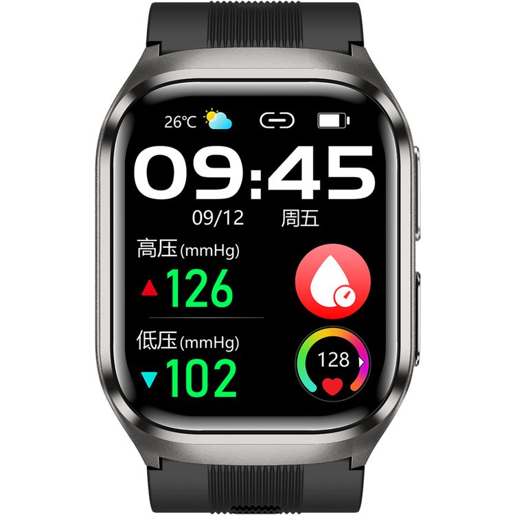 Green Lion Sense ECG Smart Watch with 12 Days Working Time, Soft TPU Medical Airbag, High-Precision Sensor, Oscillometric Blood Pressure, AMOLED 2.06" Display, Real-Time Notifications, Hands-Free Calls, Bluetooth Version 5.3, Voice Assistant, 530mAh Battery Capacity - Black