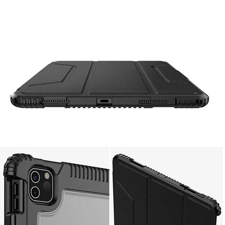 Viva Madrid Rogue Drop-Proof TPU Case with Apple Pencil Holder, Foldable Stand, Anti-Scratch, Shock-Absorption Protection Cover Compatible for iPad 10.8" 2020 - Carbon Black