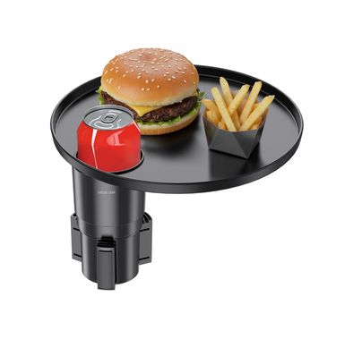 Green Lion Travel Tray Car Cup Holder with Durable Construction, Easy Installation, Anti-Slip Mat, Detachable Design, Easy to Clean, Adjustable Base, Universal Car Fit, Anti-Shake Cup Holder, 360° Rotation, 2kg Maximum Weight Capacity - Black