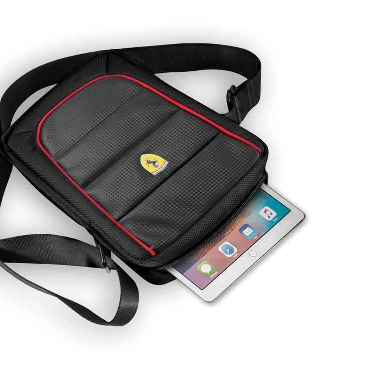 CG Mobile Ferrari Scuderia Tablet Bag with Shoulder Straps 8"- Black
