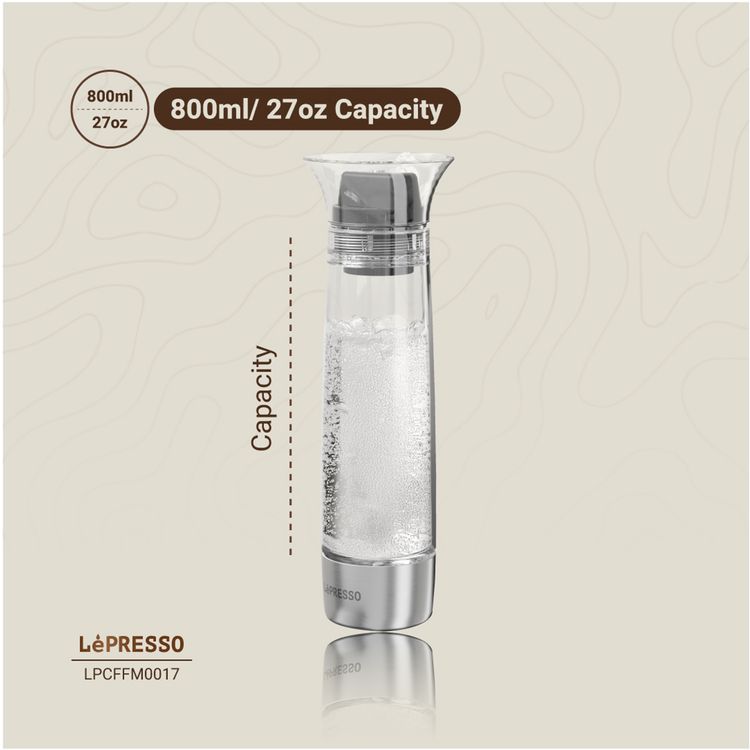 LePresso Carbonator Instant Sparkling Water with Efficient Carbonator, Pressure Release Safety Valves, Stand-Alone Operation, Gas Fills From Bottom, Portable & Compact, Patented & Durable Design - Black
