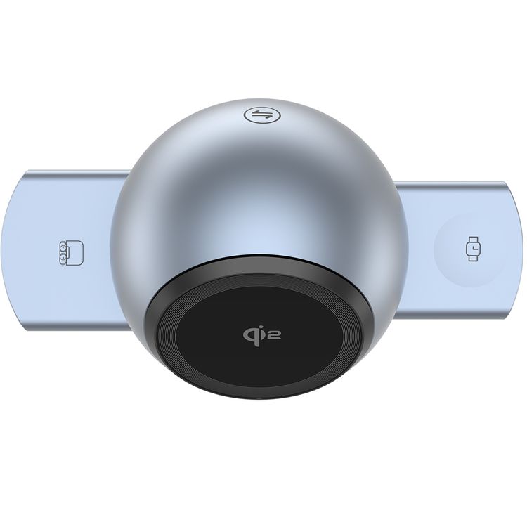 Powerology Qi2 Speaker Charge Station with Pop-Out Charging Dock, 15W Maximum Phone Output, 1000mAh Battery Capacity, Bluetooth Version 5.3, Built-in Safeguards - Gray