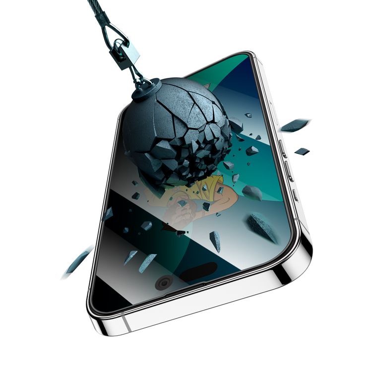 حامي شاشة من السيليكون ثلاثي الأبعاد من جرين ليون مع زجاج الخصوصية عالي الدقة لهاتف آيفون 13 برو ماكس/14 بلس، 6.7" - أسود