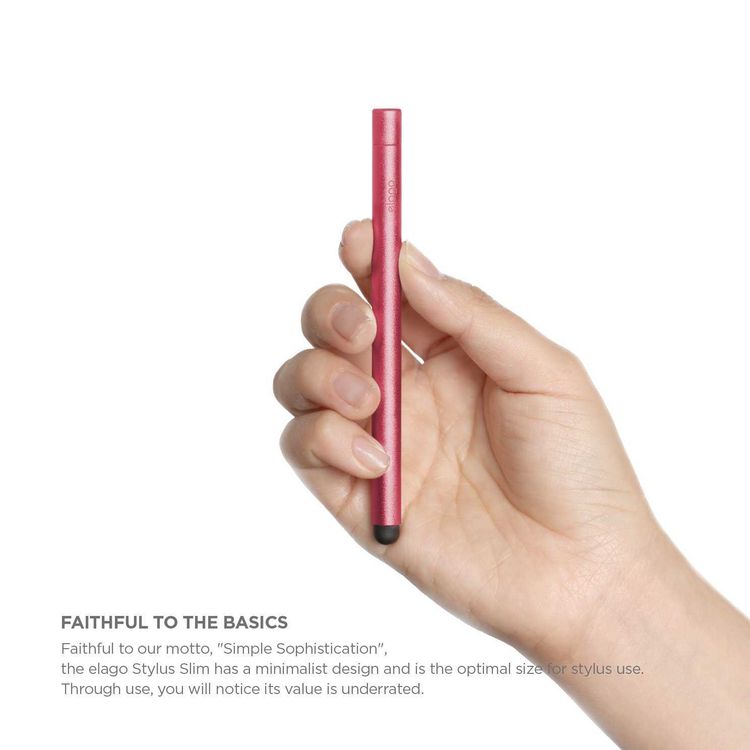 Elago Slim Stylus Pen, Completable With iOS & Android Series, Soft touch pen-point for better screen-protection, Extra Rubber Tip included, Hot Pink