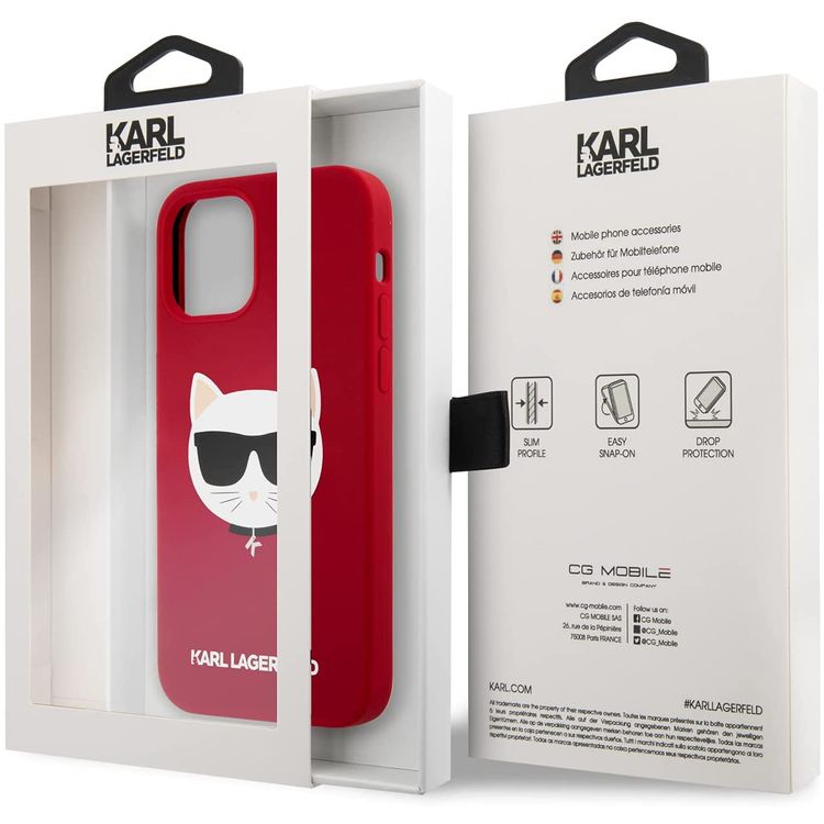 Karl Lagerfeld Silicone Hard Case Choupette Head for iPhone 12 / 12 Pro (6.1") - Red
