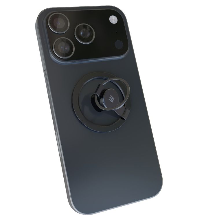 Levelo SpinGrip Magnetic Phone Grip Holder with Built-in Spinner, Full Rotation, Non-Slip Surface, N52 Magnet Type - Black 