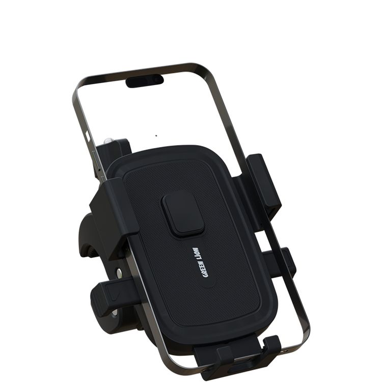 Green Lion Ride Mount Bike Phone Holder with Quick-Release Button, Adjustable Viewing Angle, Compatible with 4.7-6.8" Devices, 15-40mm Mount Clamping Range, Non-Slip Grip - Black