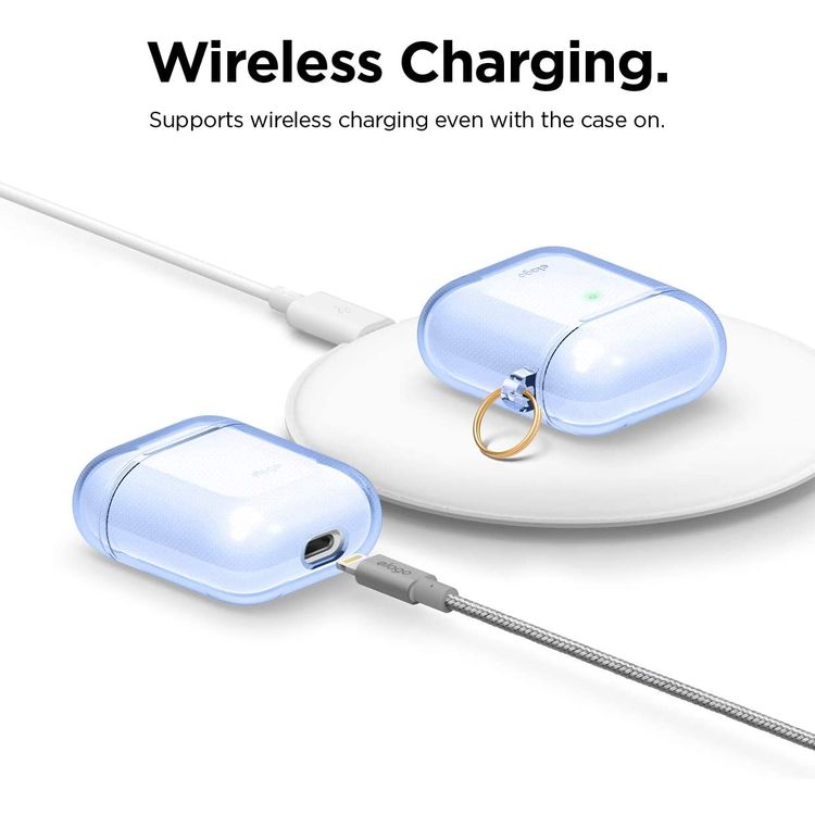 Elago Clear (TPU) Hang Case Compatible for Apple AirPods 1&2 Generation, Front LED Visible, Scratch Resistant, Drop Resistant, Dustproof and Absorbing Protective Cover