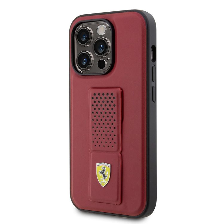Ferrari iPhone 15 Pro Max For Gripstand Case with Perforated Pattern - Red