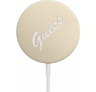Guess Magnetic Wireless Charger, Magsafe Charger 15W Vintage Logo, Fast Charging Wireless Pad Compatible with iPhone 12/12 Mini/12 Pro/12 Pro Max/AirPods 2/Pro Gold