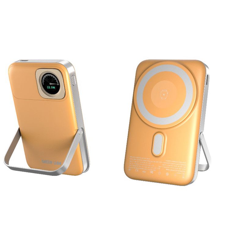 Green Lion Volt Gauge 10000mAh Power Bank with Dual USB-C Ports, ABS & PC Material, 15W Wireless Output, 22.5W Power Delivery, Flight Approved, Built-in Kickstand, Fast Charge Support - Orange