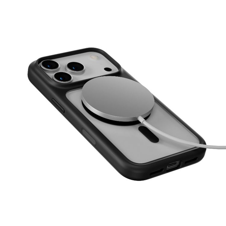 Levelo Solo Matte MagSafe Case for iPhone 17 Pro, 9H Tempered Glass, 3H Anti-Scratch Coating, Raised Bezels for Camera & Screen, Clear Back with Matte TPU Bumper, Anti-Fingerprint, Dust-Free Design - Black