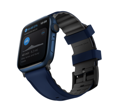 Viva Madrid Venturx Silicone Sport Watch Strap Compatible for Apple Watch 42/44/45MM | Adjustable Replacement Wrist Watch Band - Pacific Blue