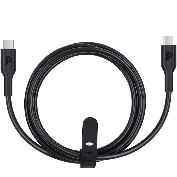 Powerology Type-C to Type-C Connector Cable PD 100W, Fast Data Sync & Charging, Universal Compatibility, 1.2m in Length, Overheat & Overcurrent Protection - Black