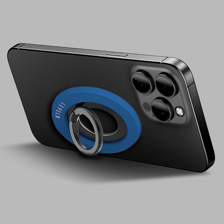 Levelo Lucero 2-in-1 Phone Ring Holder with N52 Magnets, Non-Slip Surface, 135° Flip Design, Comfortable Grip, 4000GS Magnetic Force - Lapis Blue