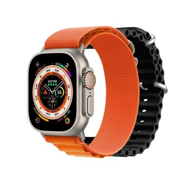 Pawa Ultra Taut Smart Watch with Dual Straps, 49mm Watch Size, Up to 5 Days Working Time, 2.2" Large Screen, Arabic Language Support, Wireless Charging - Alpine Orange & Ocean Black