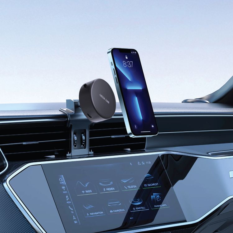 Green Lion Auto-Suction Phone Holder, Aluminum Alloy + ABS + Silicone Material,30 Days Working Time,110mAh Battery Capacity, Multi Scene Switching, Automatic Vacuum Suction - Black